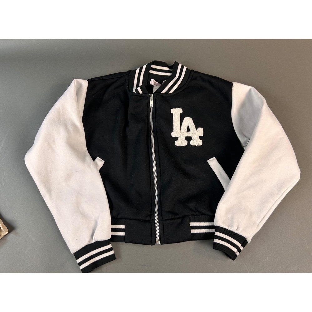 Love to be Loved Girls LA Varsity Bomber Jacket Black White Size 8 IMD10452